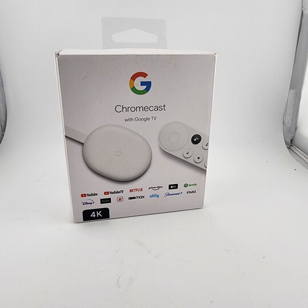 Google Chromecast w/ Google TV 4K 2160p Wi‑Fi HDMI Android HDR10 White OPEN BOX